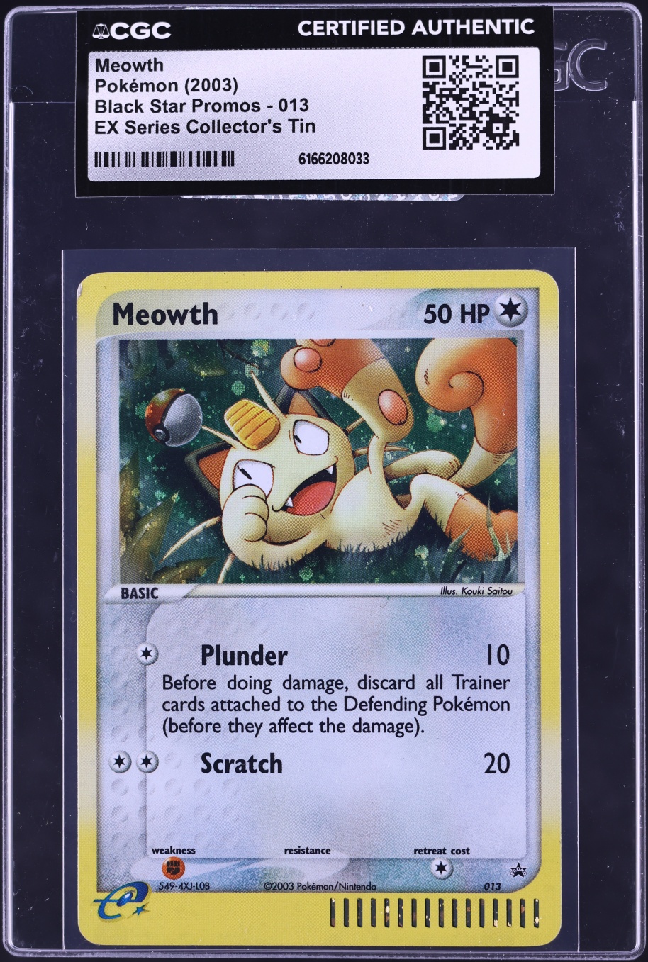 2003 Pokemon Promo EX Series Collector's Tin Cosmos Holo Meowth #13 CGC AUTH