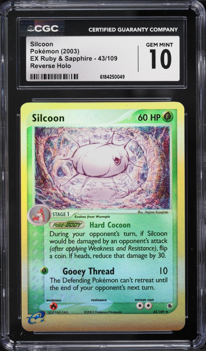 2003 Pokemon EX Ruby & Sapphire Reverse Holo Silcoon #43 CGC 10 GEM MINT