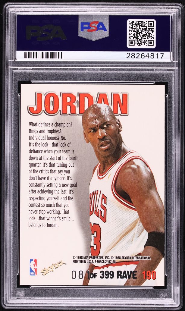 1997 Skybox Z-Force Rave Zupermen Michael Jordan /399 #190 PSA 10 GEM MINT