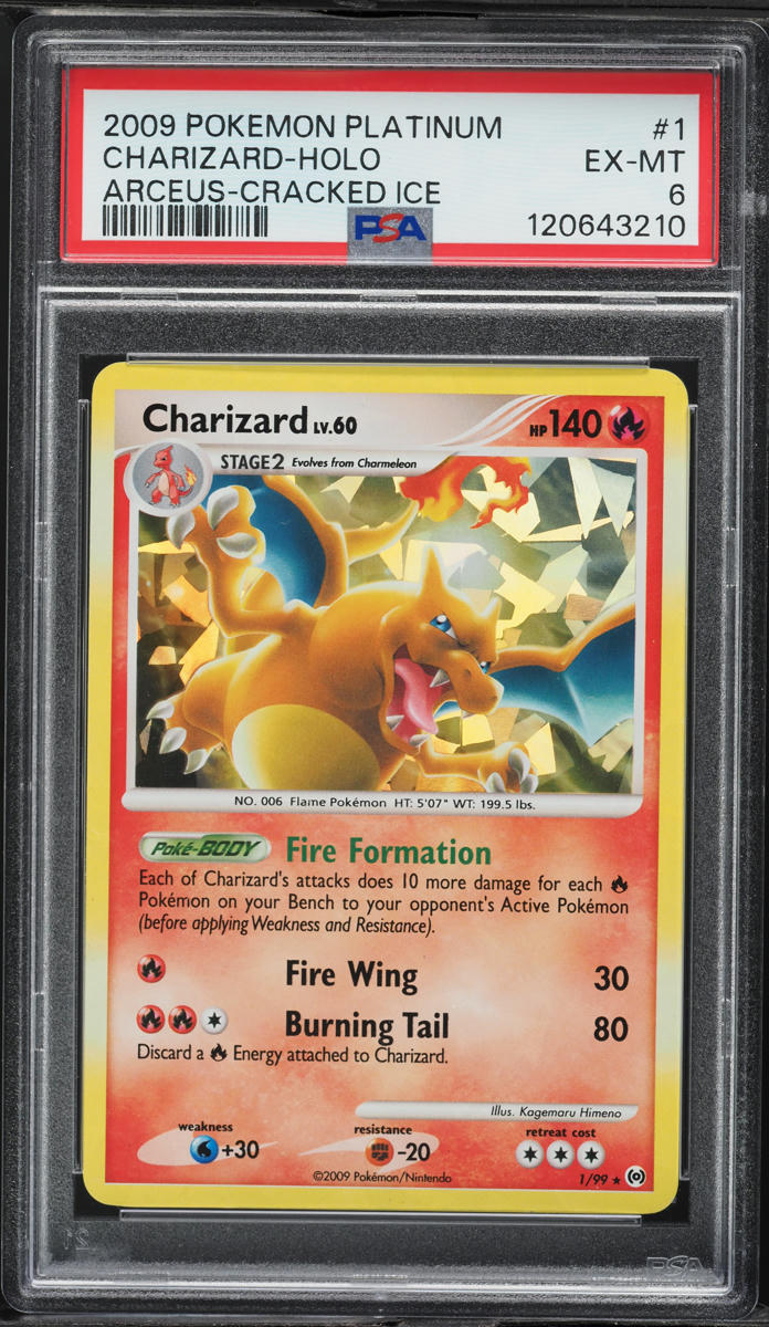 2009 Pokemon Platinum Arceus Cracked Ice Holo Charizard #1 PSA 6 EXMT