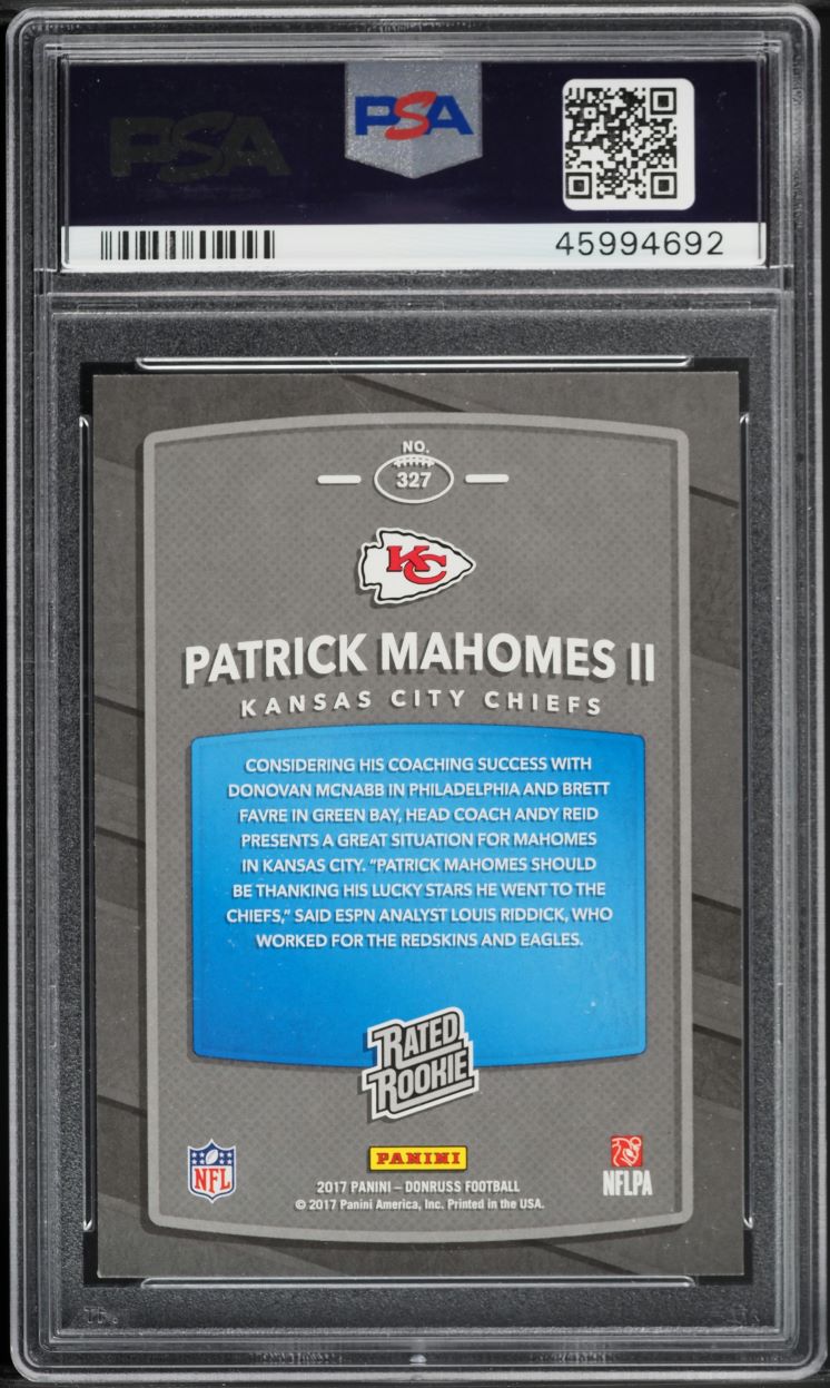 2017 Donruss Blue Press Proof Patrick Mahomes II ROOKIE #327 PSA 9 MINT