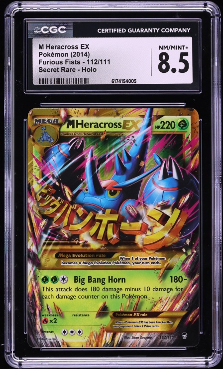2014 Pokemon XY Furious Fists SEC M Heracross EX #112 CGC 8.5 NM-MT+