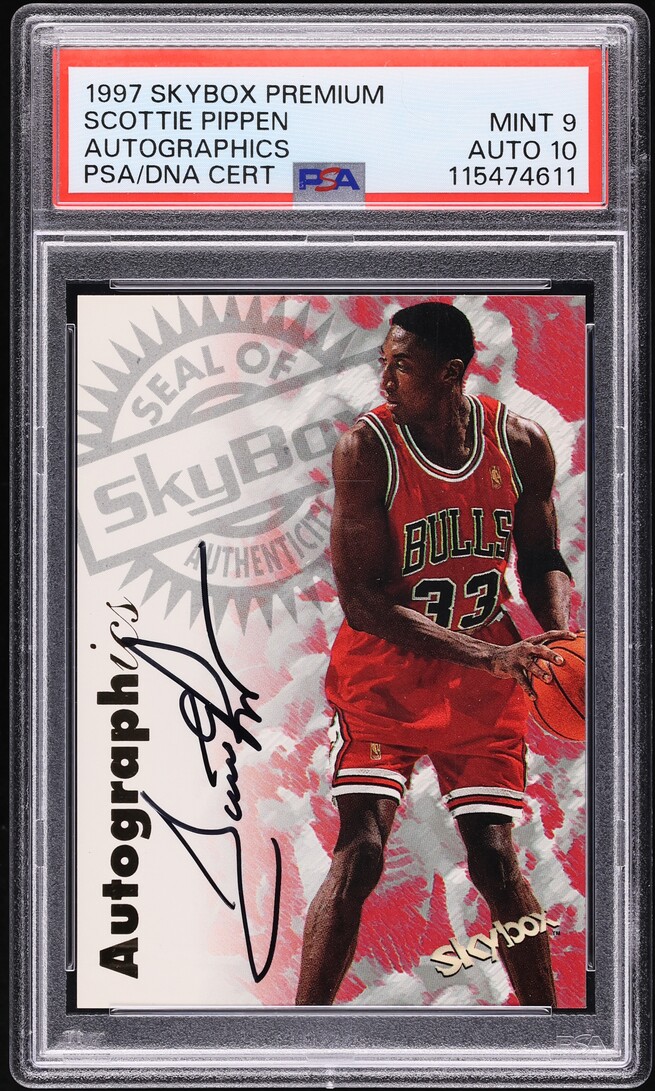 1997 Skybox Premium Autographics Scottie Pippen AUTO DNA 10 PSA 9 MINT