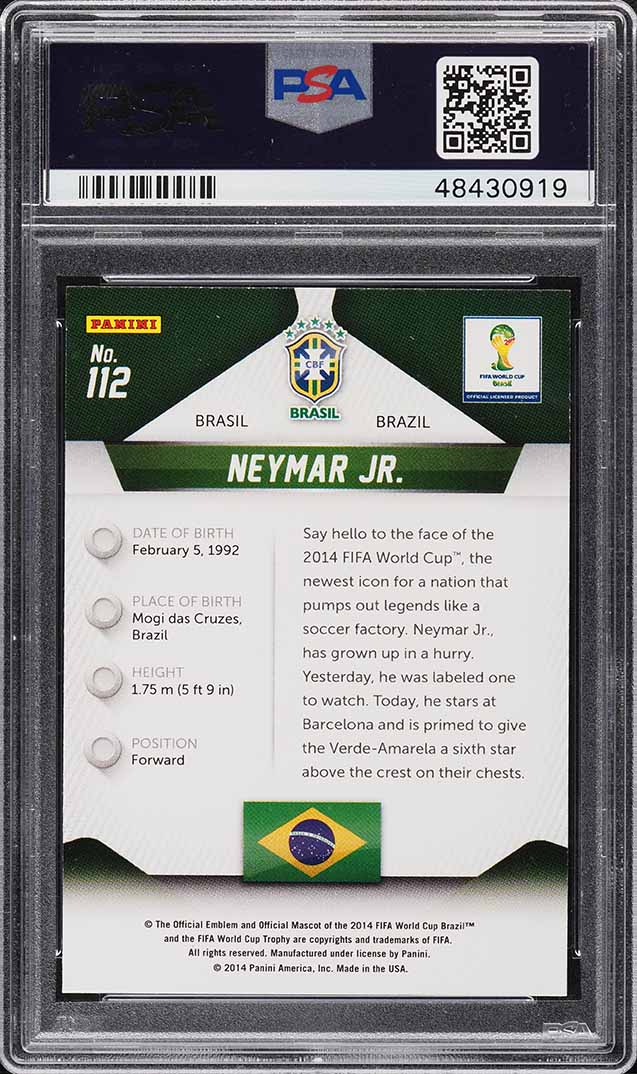 2014 Panini Prizm World Cup Neymar Jr. #112 PSA 10 GEM MINT