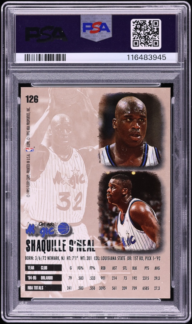 1995 Ultra Gold Medallion Shaquille O'Neal #126 PSA 6 EXMT