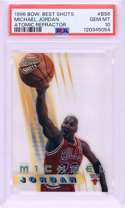 1996 Bowman's Best Shots Atomic Refractor Michael Jordan #BS6 PSA 10 GEM MINT - Photo 1