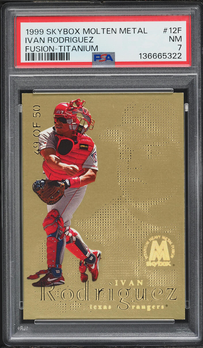 1999 Skybox Molten Metal Fusion Titanium Ivan Rodriguez /50 #12F PSA 7 NRMT - Photo 1
