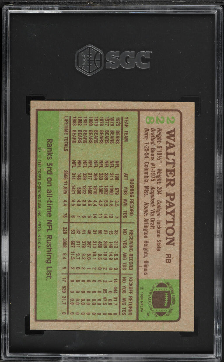 1984 Topps Football Walter Payton #228 SGC 8 NM-MT