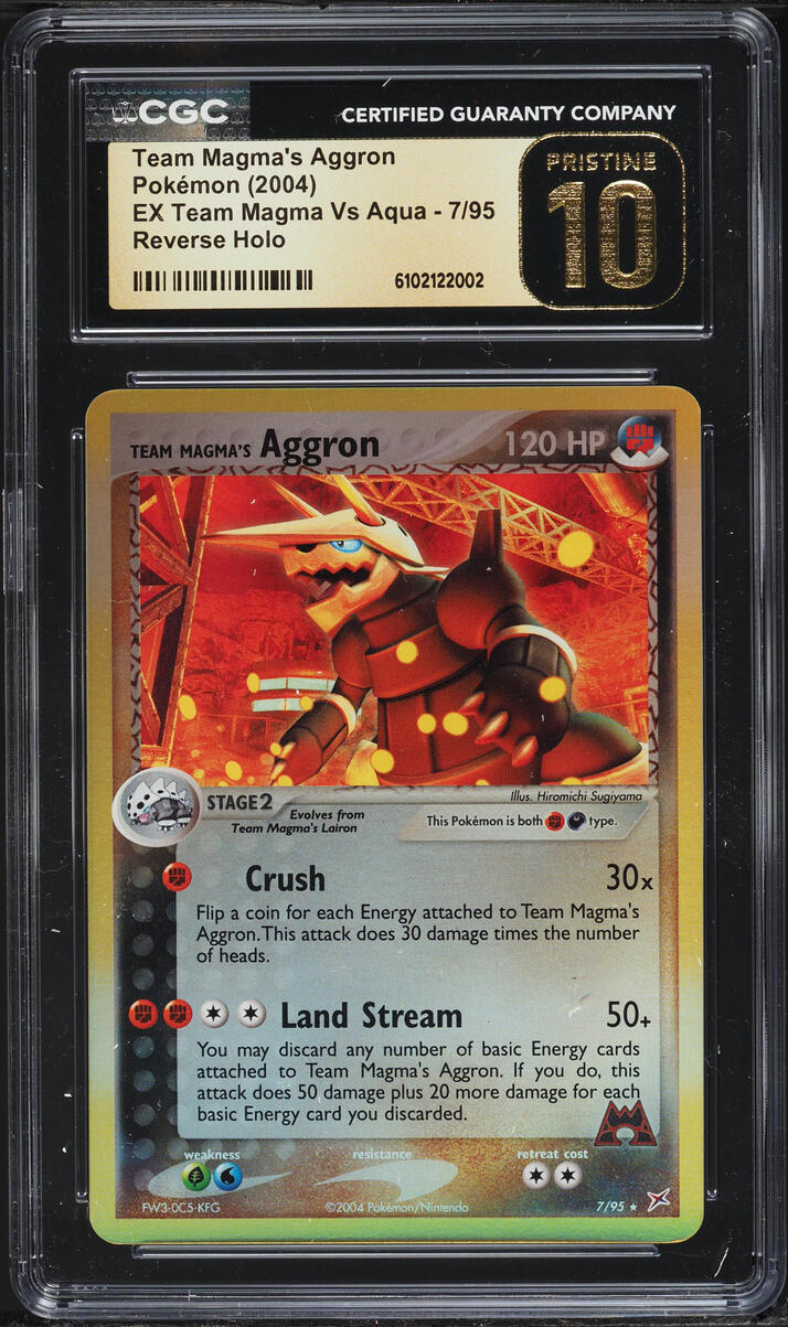 2004 Pokemon EX Team Magma Vs Aqua Reverse Holo Team Magma's Aggron #7 CGC 10 PRISTINE