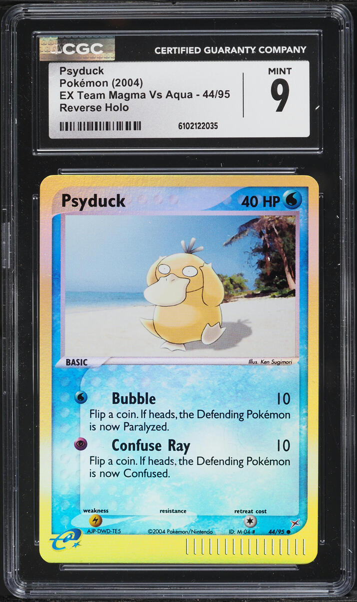 2004 Pokemon EX Team Magma Vs Aqua Reverse Holo Psyduck #44 CGC 9 MINT