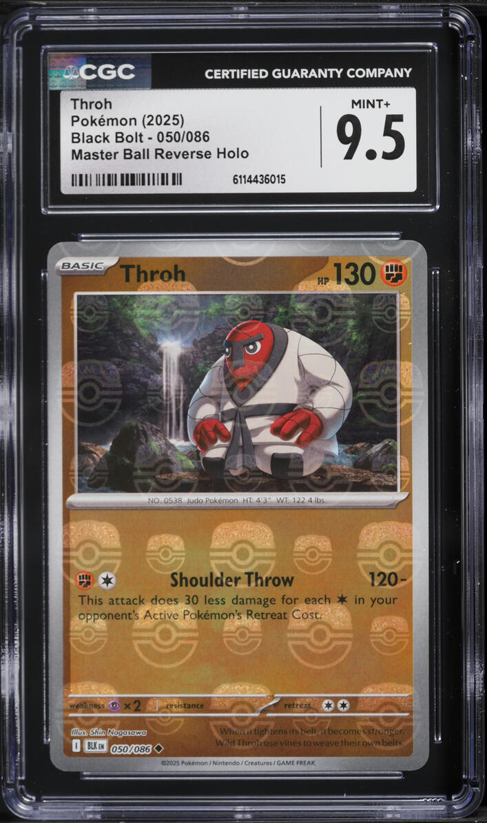 2025 Pokemon Scarlet & Violet Black Bolt Master Ball Reverse Holo Throh #50 CGC 9.5 MINT+