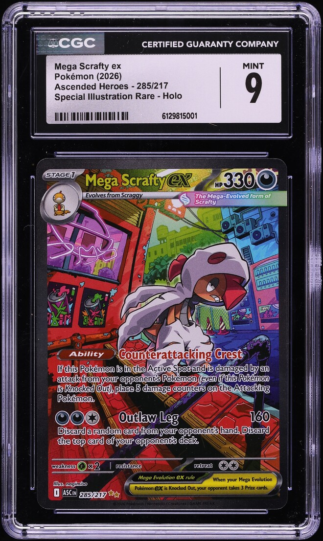 2026 Pokemon Mega Ascended Heroes SIR Mega Scrafty ex #285 CGC 9 MINT