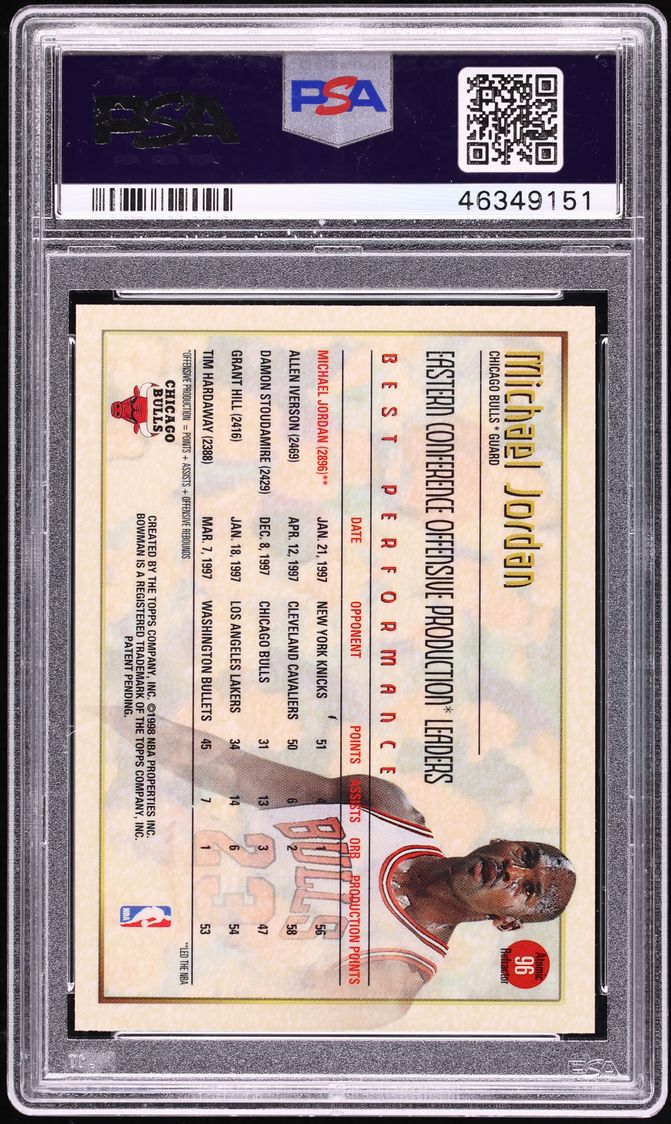 1997 Bowman's Best Atomic Refractor Michael Jordan #96 PSA 10 GEM MINT