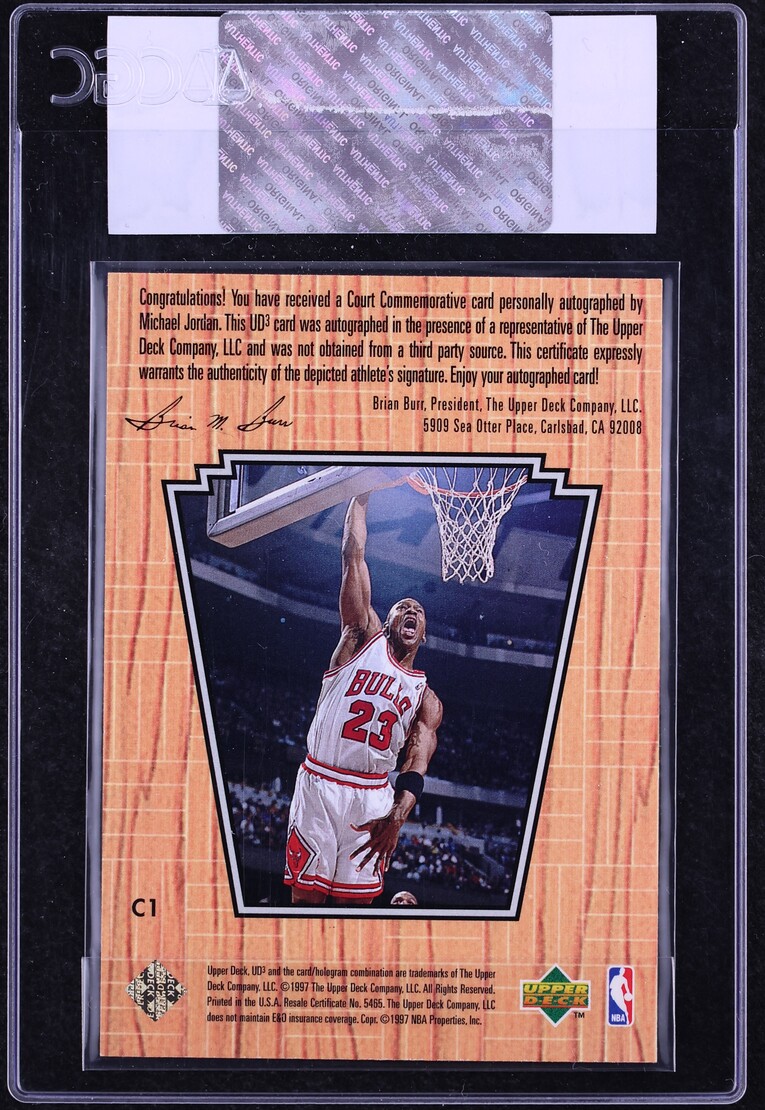 1996 UD3 Court Commemorative Michael Jordan AUTO #C1 CGC AUTH