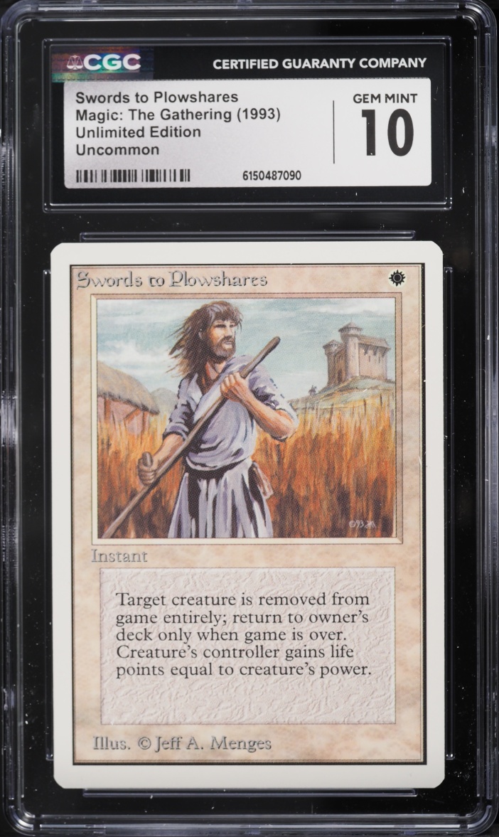 1993 Magic The Gathering MTG Unlimited Swords To Plowshares CGC 10 GEM MINT