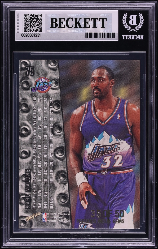 1998 Metal Universe Precious Metal Gems PMG Karl Malone /50 #75 BGS 7 NRMT - Photo 2