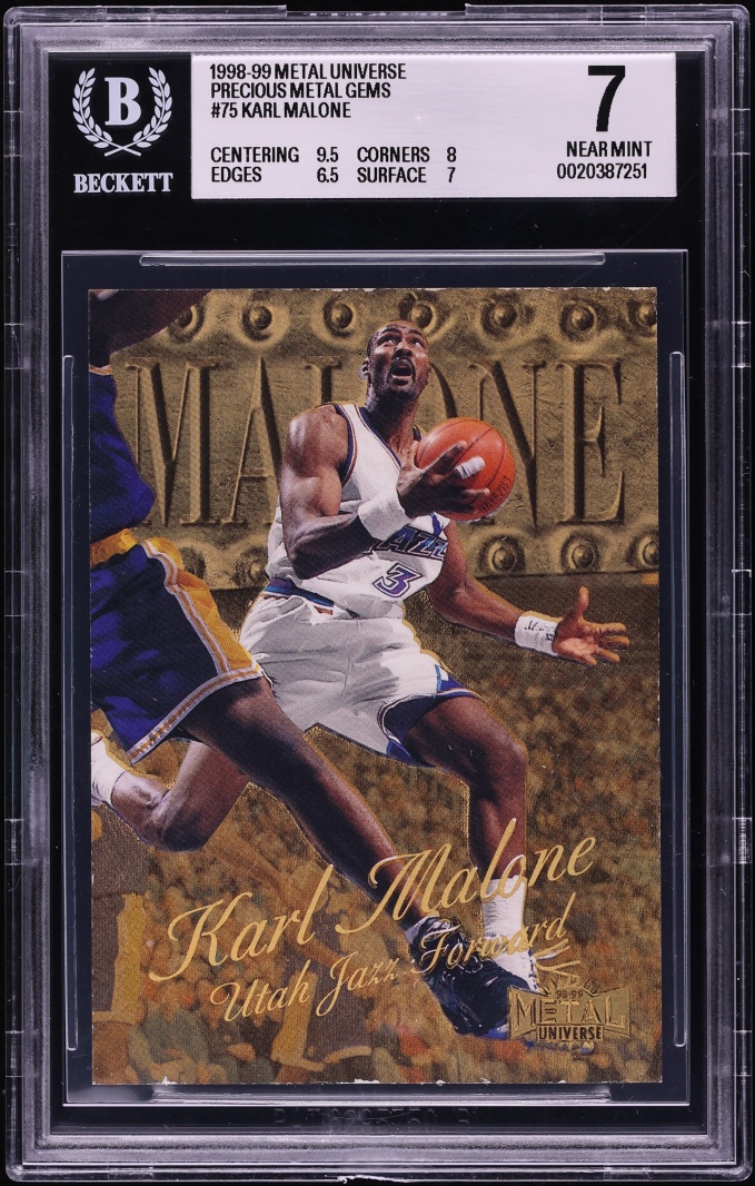 1998 Metal Universe Precious Metal Gems PMG Karl Malone /50 #75 BGS 7 NRMT