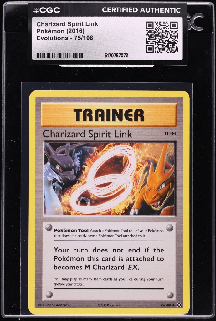 2016 Pokemon XY Evolutions Charizard Spirit Link #75 CGC AUTH