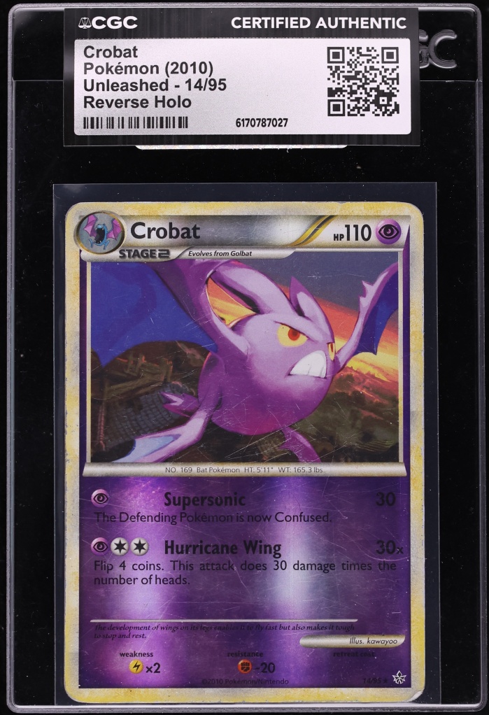 2010 Pokemon HeartGold & SoulSilver Unleashed Reverse Holo Crobat #14 CGC AUTH