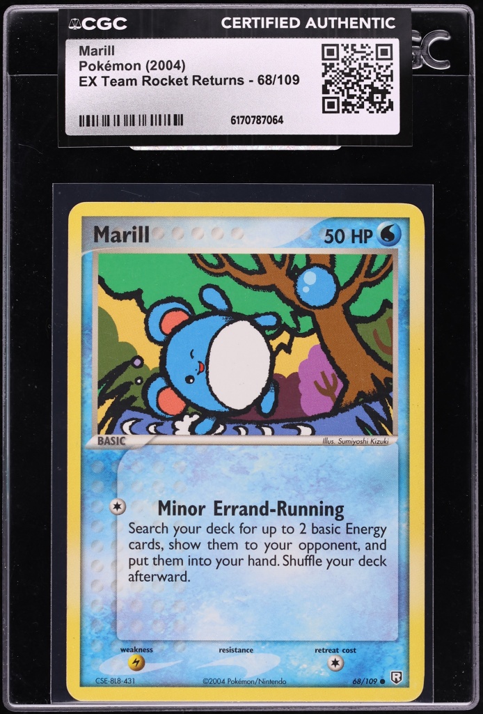 2004 Pokemon EX Team Rocket Returns Marill #68 CGC AUTH