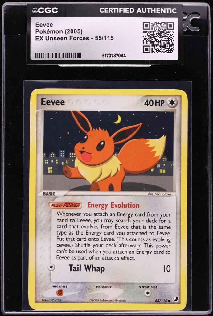 2005 Pokemon Ex Unseen Forces Eevee #55 CGC AUTH