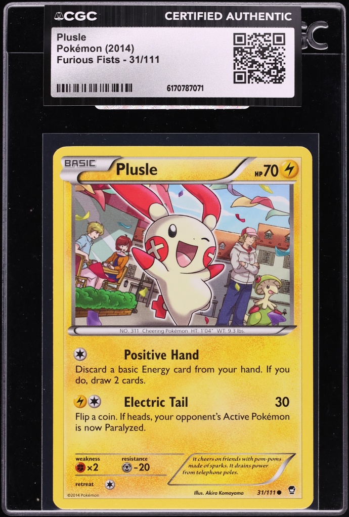 2014 Pokemon XY Furious Fists Plusle #31 CGC AUTH
