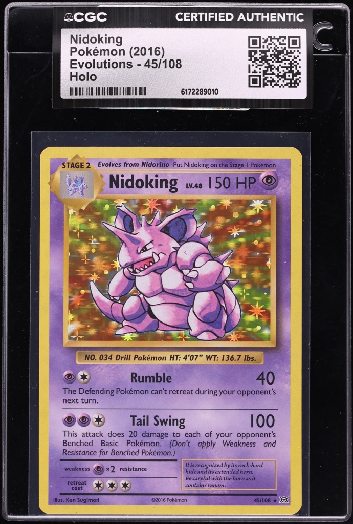 2016 Pokemon XY Evolutions Holo Nidoking #45 CGC AUTH