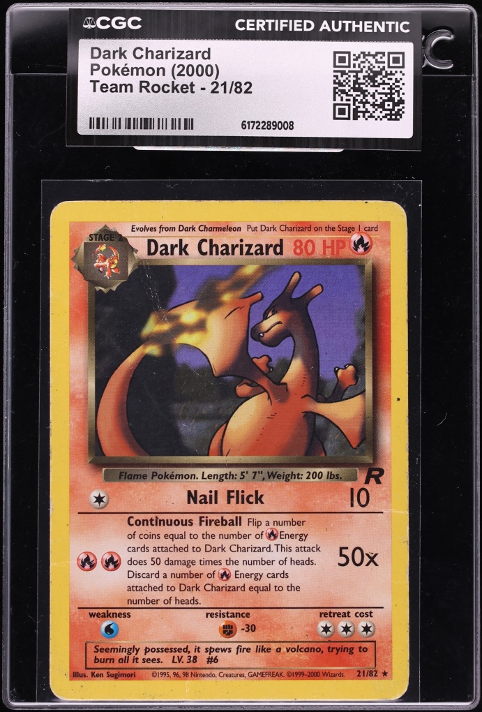 2000 Pokemon Team Rocket Dark Charizard #21 CGC AUTH