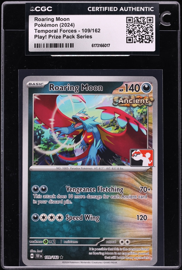 2024 Pokemon Scarlet & Violet Temporal Forces Play Prize Pack Series Roaring Moon #109 CGC AUTH