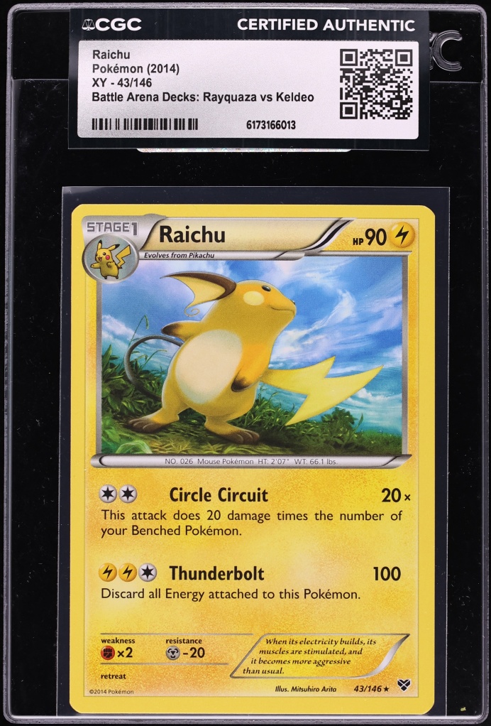2014 Pokemon XY Battle Arena Decks Rayquaza VS Keldeo Raichu #43 CGC AUTH