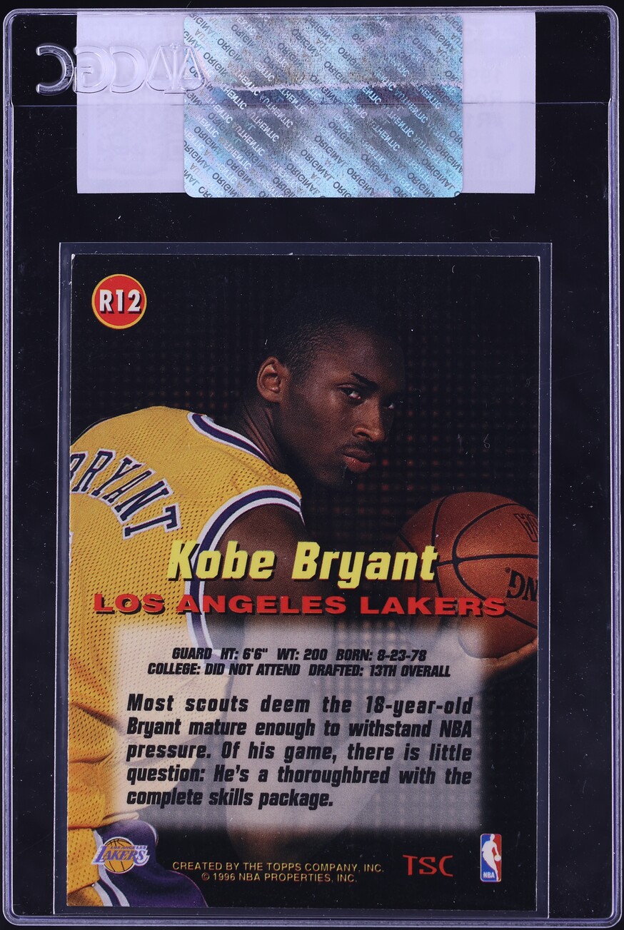 1996 Stadium Club Basketball Kobe Bryant ROOKIE #R12 CGC AUTH