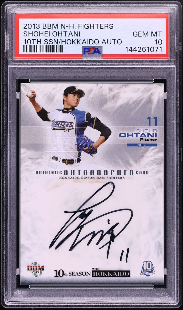 2013 BBM Hokkaido Nippon Ham Fighters 10th Season Shohei Ohtani ROOKIE AUTO /10 PSA 10 GEM MINT