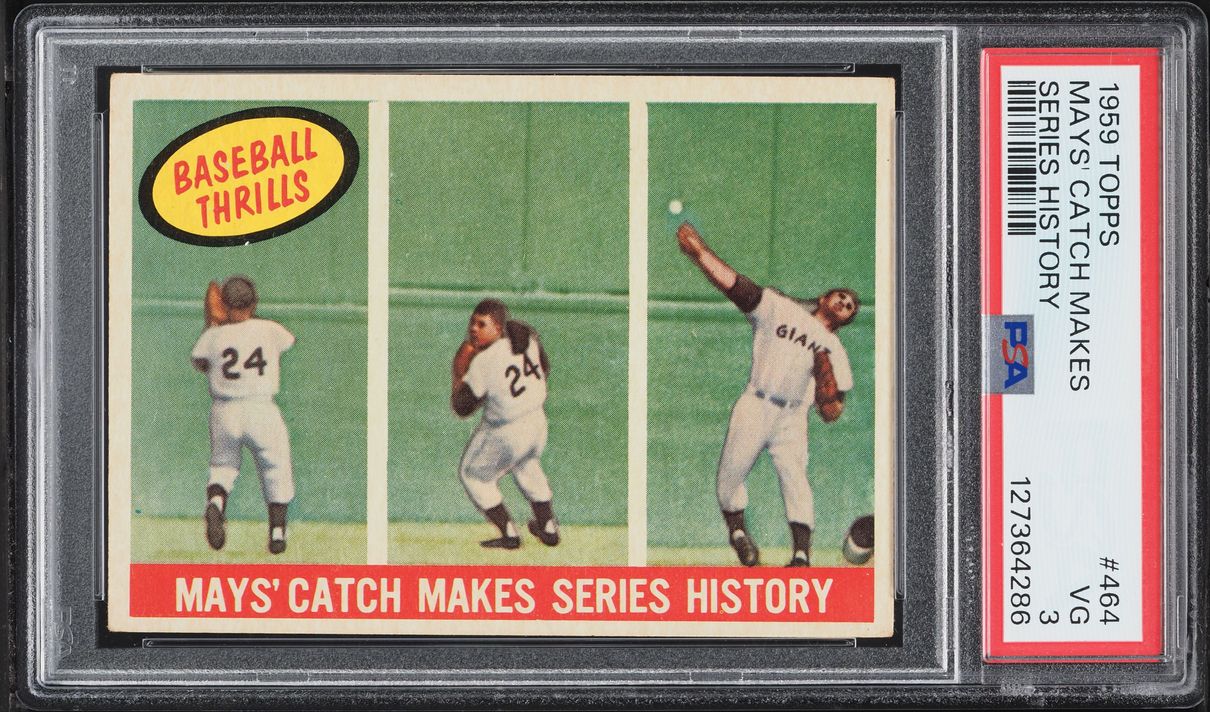 1959 Topps Willie Mays Catch Makes Series History #464 PSA 3 VG