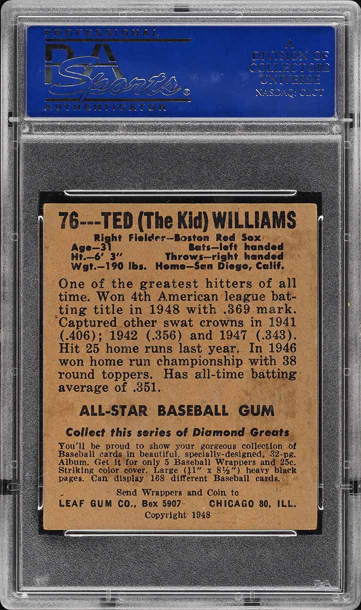 1948 Leaf Ted Williams #76 PSA 5 EX