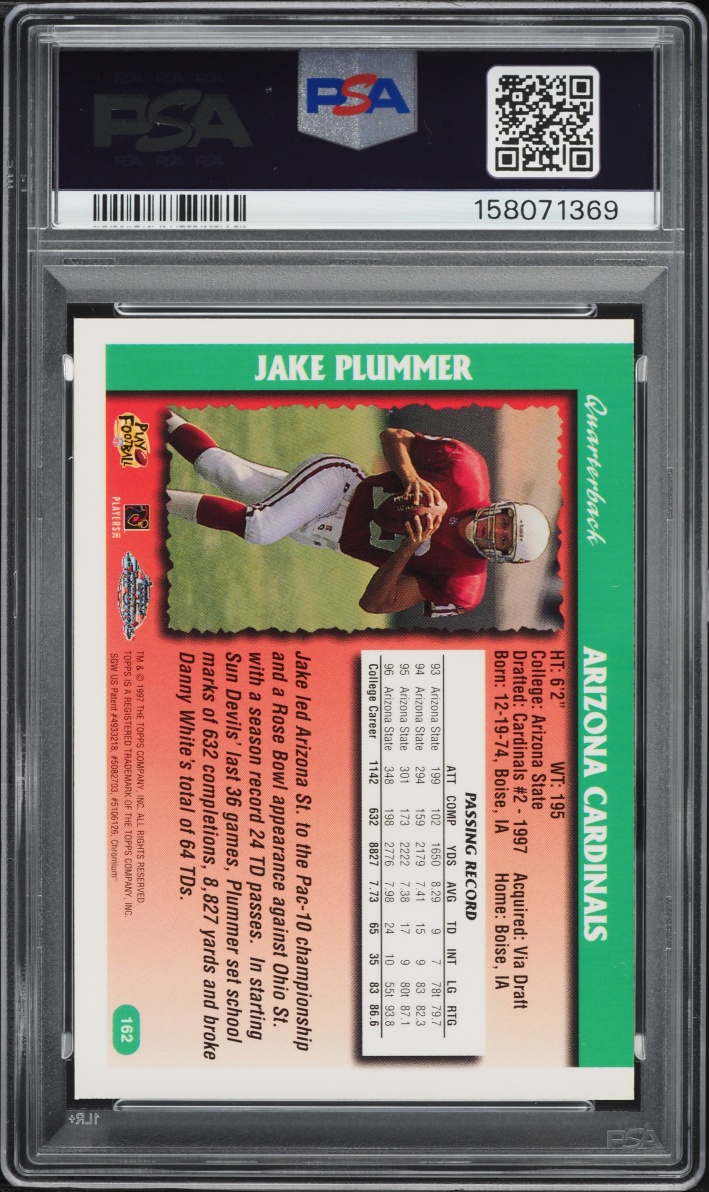 1997 Topps Chrome Jake Plummer ROOKIE #162 PSA 8 NM-MT