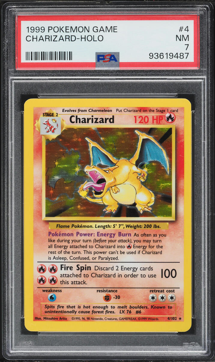 1999 Pokemon Base Set Holo Charizard #4 PSA 7 NRMT