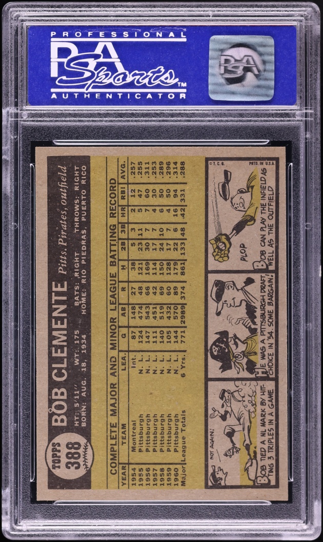 1961 Topps Roberto Clemente #388 PSA 8 NM-MT