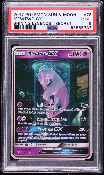 2017 Pokemon Sun & Moon Shining Legends Alt Art Mewtwo GX #78 PSA 9 MINT