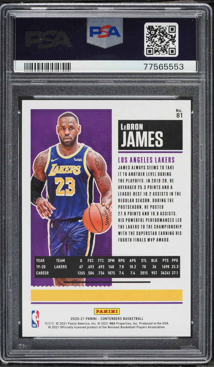 2020 Panini Contenders Season Ticket Cracked Ice LeBron James /25 #81 PSA 10 GEM MINT