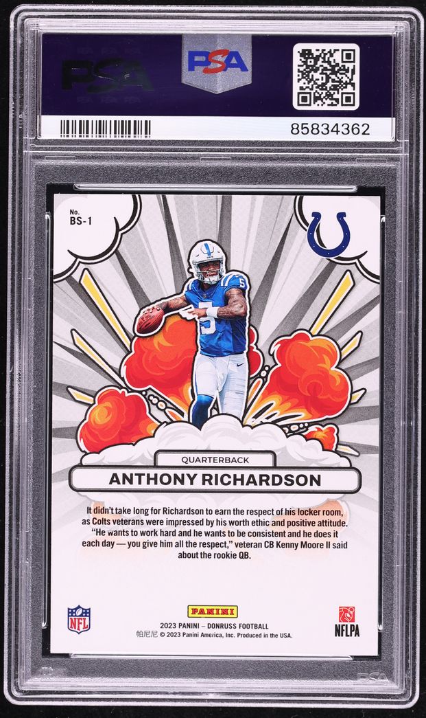 2023 Donruss Bomb Squad Holo Anthony Richardson ROOKIE /100 #BS-1 PSA 10 GEM MINT