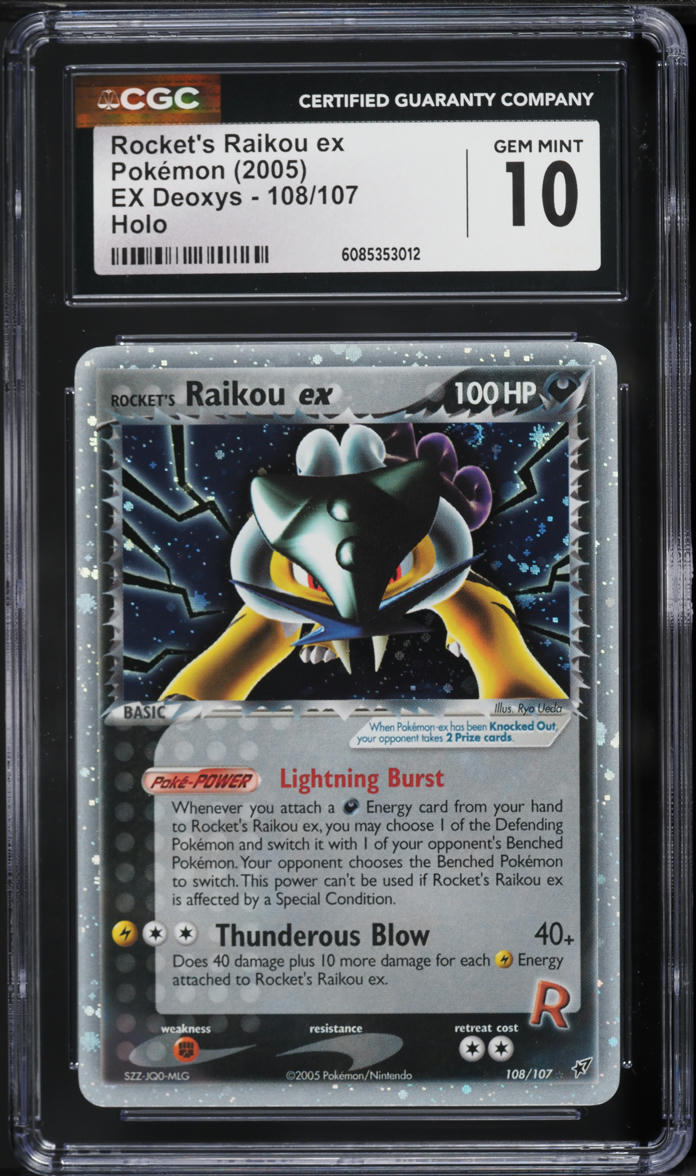 2005 Pokemon EX Deoxys Holo Rocket's Raikou ex #108 CGC 10 GEM MINT