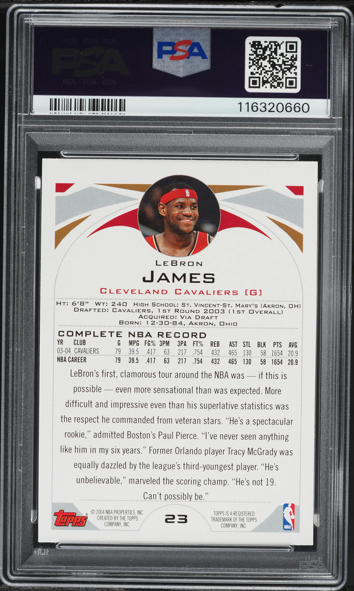 2004 Topps Basketball LeBron James #23 PSA 8 NM-MT