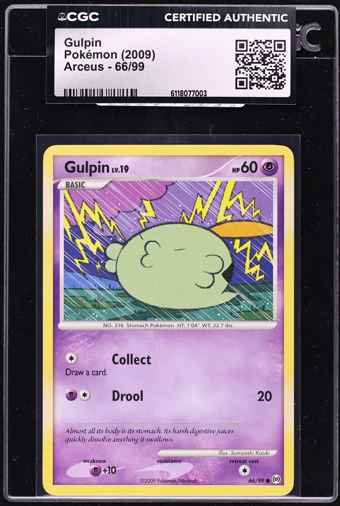 2009 Pokemon Platinum Arceus Gulpin #66 CGC AUTH