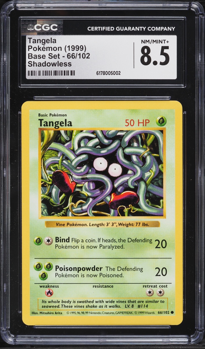 1999 Pokemon Base Set Shadowless Tangela #66 CGC 8.5 NM-MT+