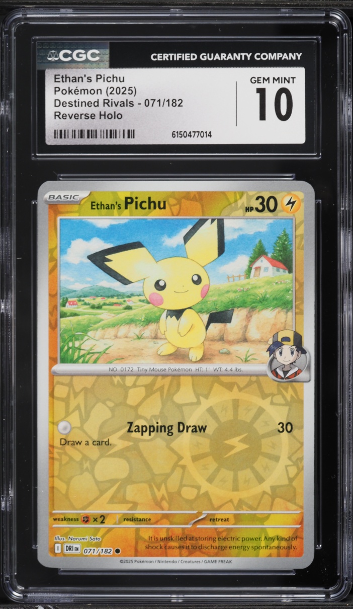 2025 Pokemon Scarlet & Violet Destined Rivals Reverse Holo Ethan's Pichu #71 CGC 10 GEM MINT