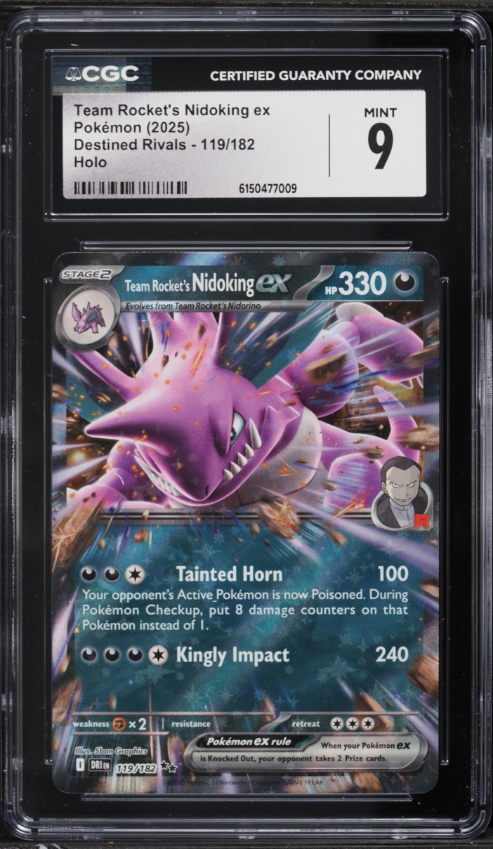 2025 Pokemon Scarlet & Violet Destined Rivals Holo Team Rocket's Nidoking ex #119 CGC 9 MINT
