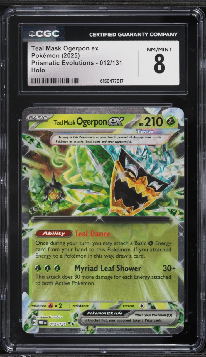 2025 Pokemon Scarlet & Violet Prismatic Evolutions Holo Teal Mask Ogerpon EX #12 CGC 8 NM-MT