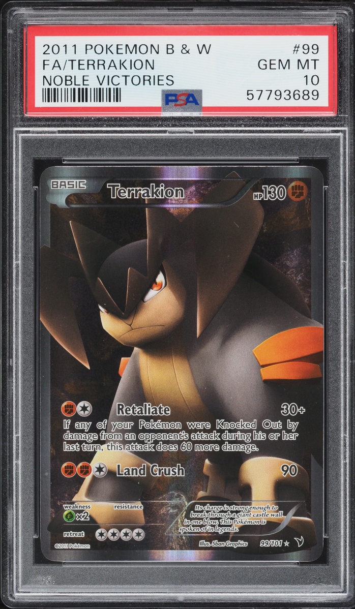 2011 Pokemon Black & White Noble Victories Full Art Terrakion #99 PSA 10 GEM MINT