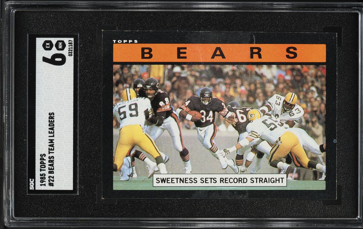 1985 Topps Football Walter Payton BEARS TEAM LDRS #22 SGC 6 EXMT