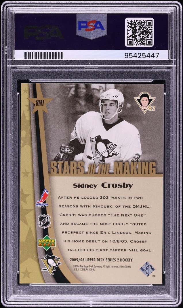 2005 Upper Deck Stars In The Making Sidney Crosby ROOKIE #SM1 PSA 10 GEM MINT